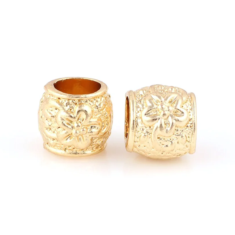 10 шт. в партии золотистые бусины из сплава круглой формы с цветком рукоделие