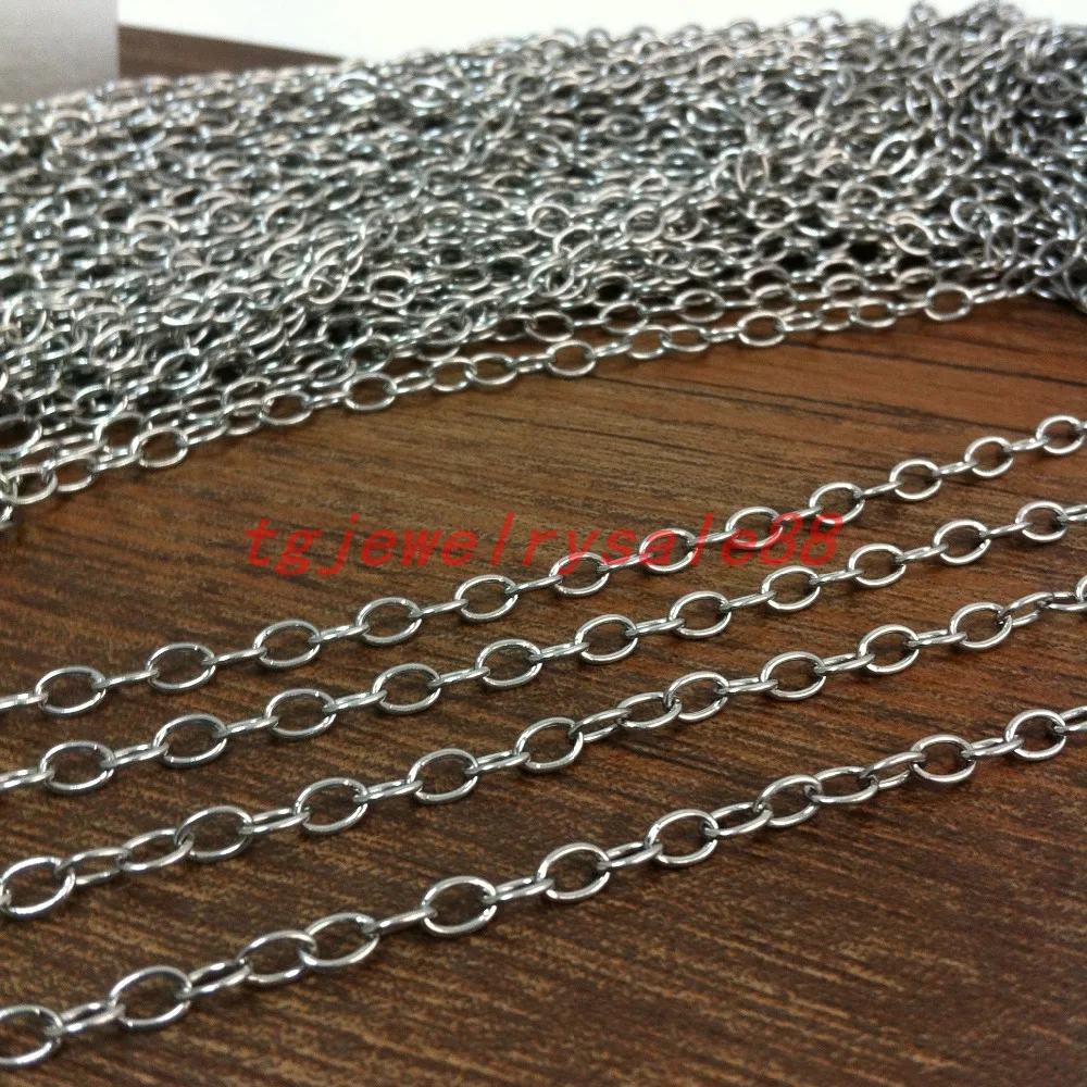 

Wholesale 5/10Meters 3.6mm Width Stainless Steel Unisex Silver Color Oval Link Chain Finding DIY Necklace Jewelry In Bulk