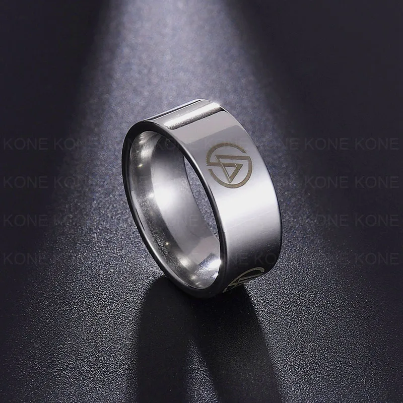 Silver Color UZone, 3 цвета, серебристый, черный, золотой, Linkin Park, кольцо с логотипом, титановая сталь, 8 мм, обручальные кольца, кольцо для мужчин и женщин, Прямая поставка - Цвет основного камня: Silver Color