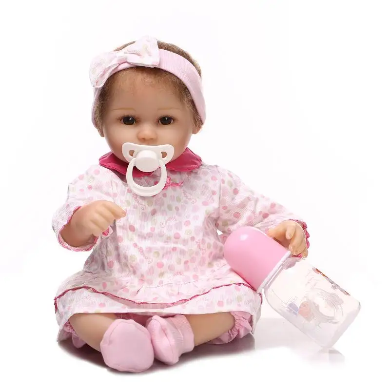 

Girl doll reborn toys 18" fake baby doll silicone cloth body real newborn babies looking children dolls gift baby bonecas reborn