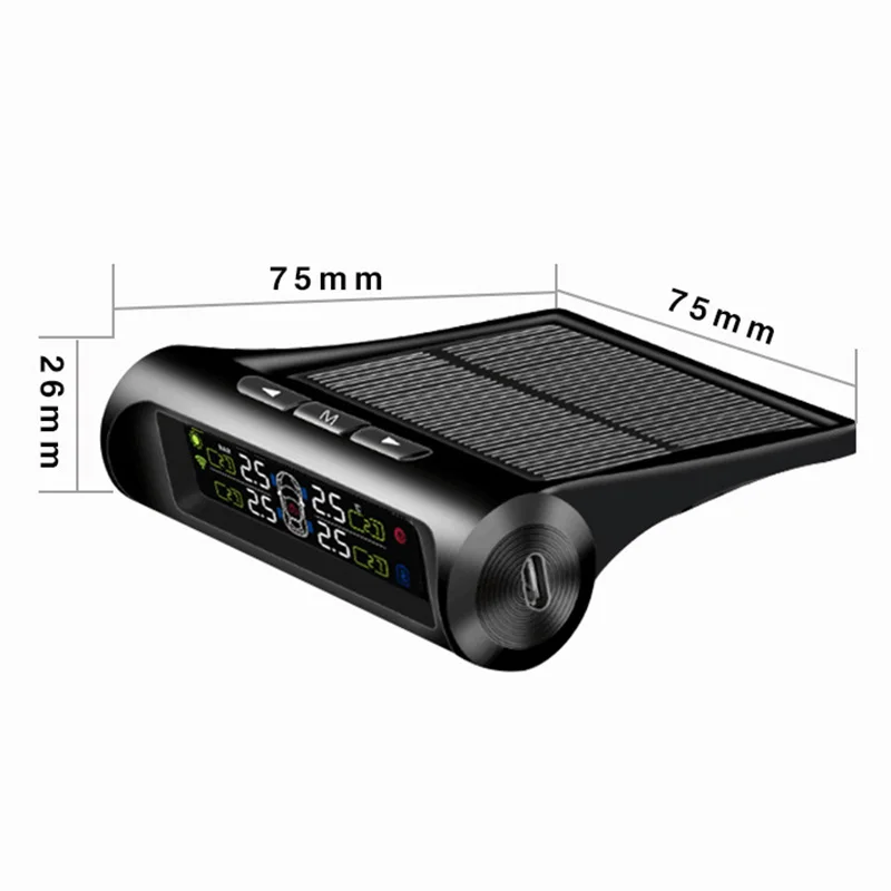 Солнечный/USB датчик давления воздуха в шинах цифровой ЖК-дисплей Автомобильные
