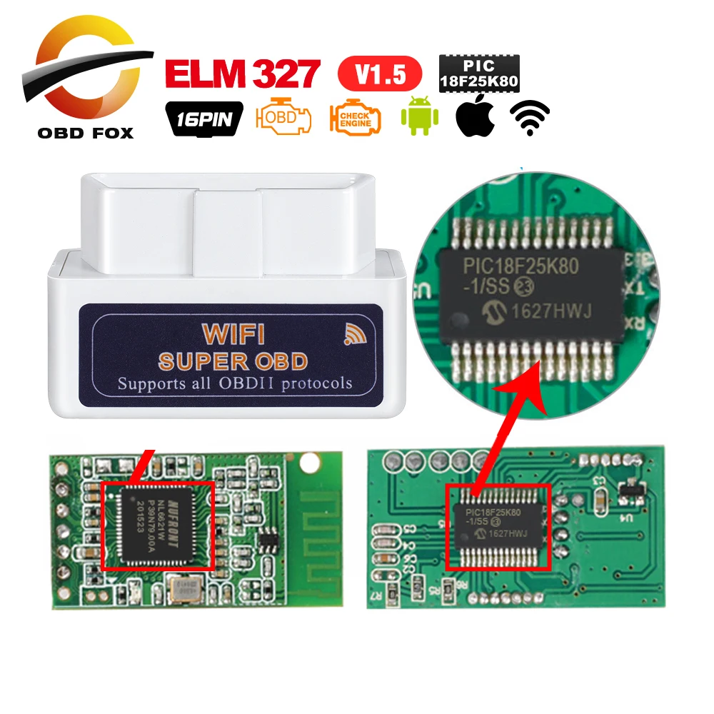 Считыватель кодов ELM327 V2.1 Суперкомпактный сканер с Bluetooth V1.5 PIC18F25K80 OBD II ELM 327 usb Wi Fi