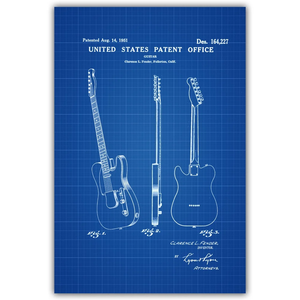 Harp Gibson Flying French Horn Fender Telecaster Blueprint Wall Decor Canvas Prints Art Poster Oil Paintings No Frame | Дом и сад