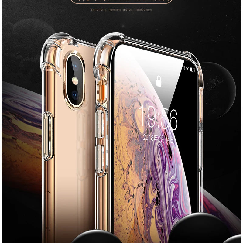 Мягкий противоударный прозрачный силиконовый чехол для iphone XS Max с подушкой