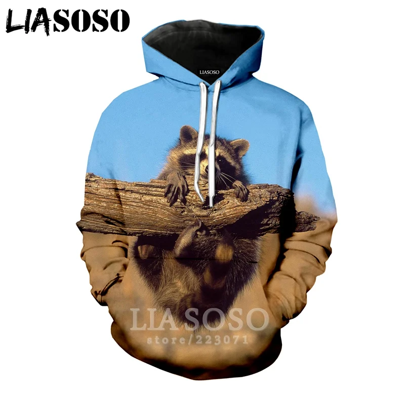 LIASOSO/Осенняя Новая модная Мужская и Женская толстовка с 3D принтом животных енота
