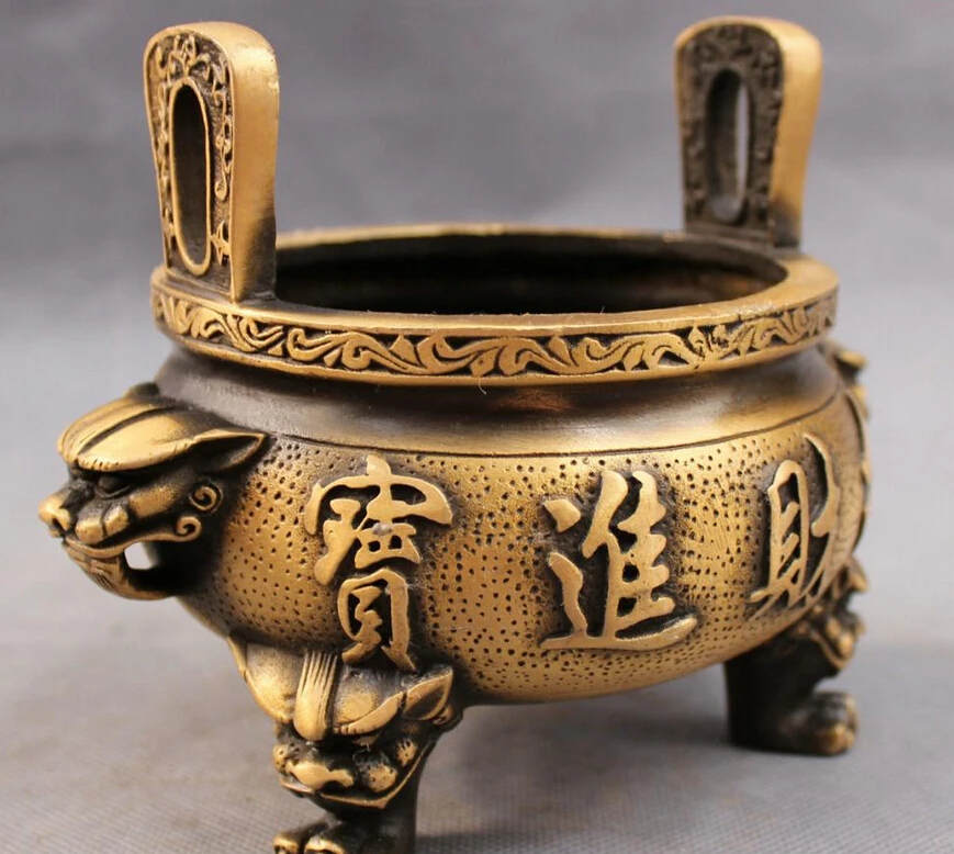 song voge gem S3023 Tibet Bronze Buddhism Lion Head Statue Zhao Cai Jin Bao Incense Burner Censer | Дом и сад