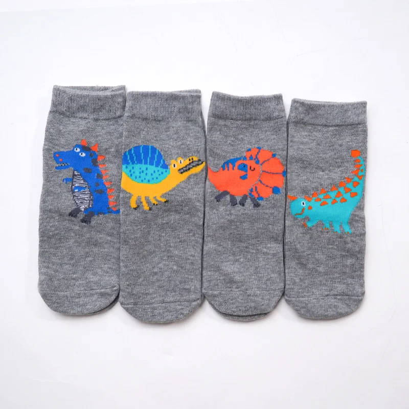 boy3 dinosaur 4 пары носков, комплект для маленьких мальчиков и девочек, хлопковые зимние носки с героями мультфильмов модные носки с динозавром, жирафом, носки с единорогами, Рождественский подарок с коробкой - Цвет: boy3 dinosaur