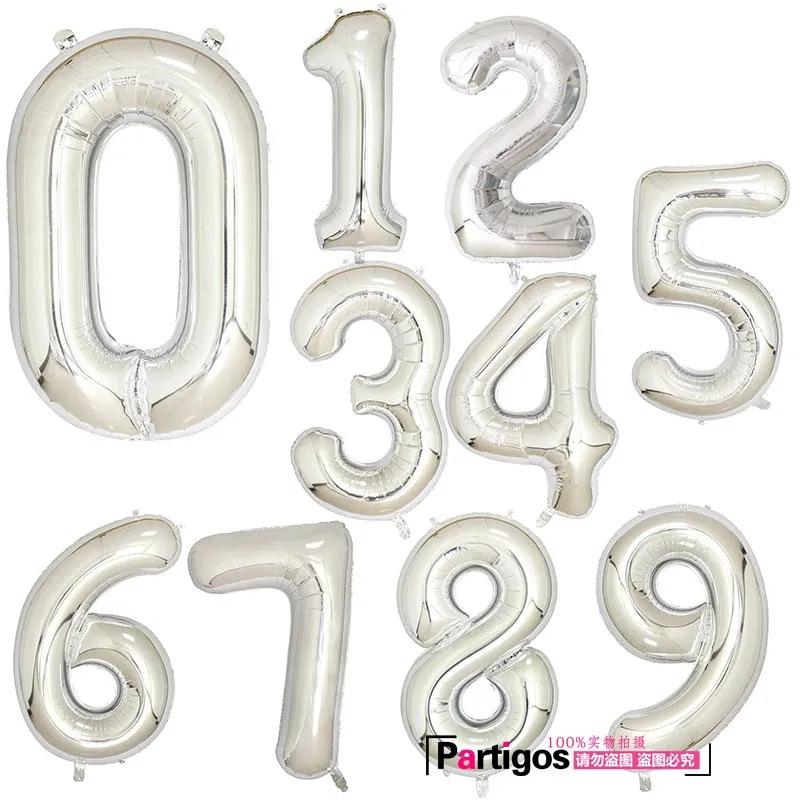 silver 16 32 40 дюймов розовое золото серебро воздушные шары из фольги в виде цифр День Рождения Декор воздушные гелиевые цифры Globos Детские воздушные шары для дня рождения Balon - Цвет: silver