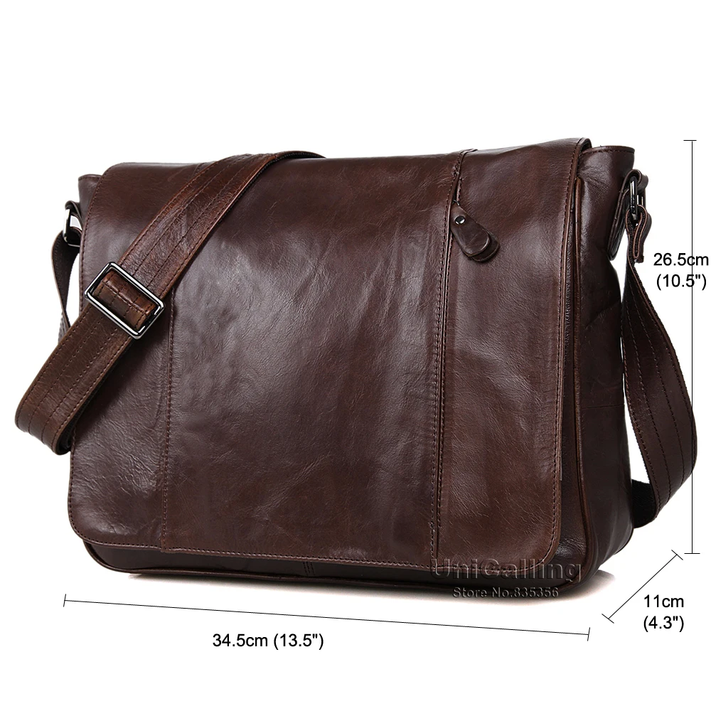 Сумка-мессенджер мужская кожаная одноцветная Модная Качественная сумка из