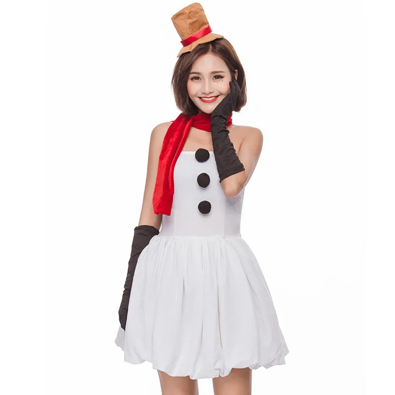Новое поступление японский Рождественский сексуальный белый костюм снеговика