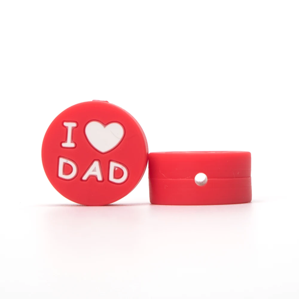 5 шт. круглые силиконовые бусы I Love Mom Dad 20 мм Ожерелье-прорезыватель бисер DIY BPA Free