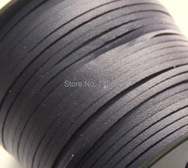 Free Ship 100 Meters 10mm Dark Blue Flat ONE SIDE Leather Flat Faux Suede Leather Cord