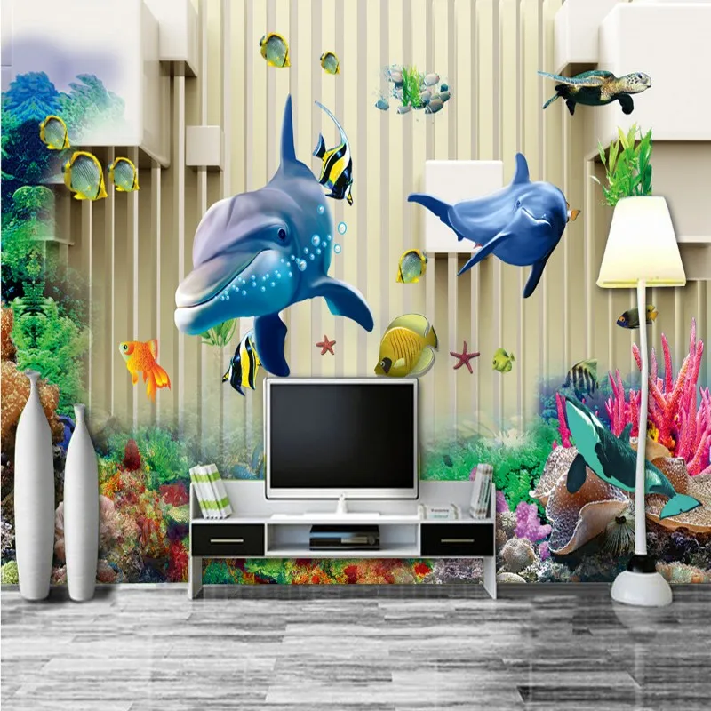 Custom 3d wallpaper 3D Stereo Living Room Underwater World TV Wall lobby custom studio office high quality mural | Обустройство дома