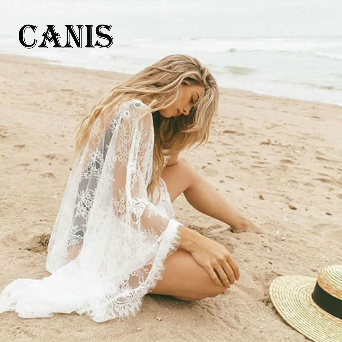 

Women Lace Kimono Blouse Coat Boho Casual Cardigan Beach Bikini Cover Up Tops