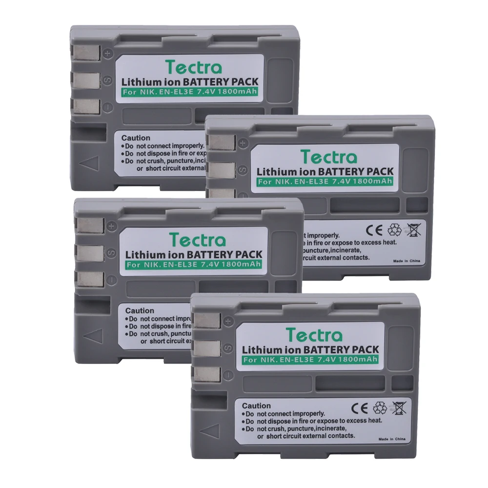 Tectra 4 шт. EN EL3E 7 В/1800 мАч литий ионный аккумулятор для Nikon ENEL3E D30 D50 D70 D90 D70S D300|battery for