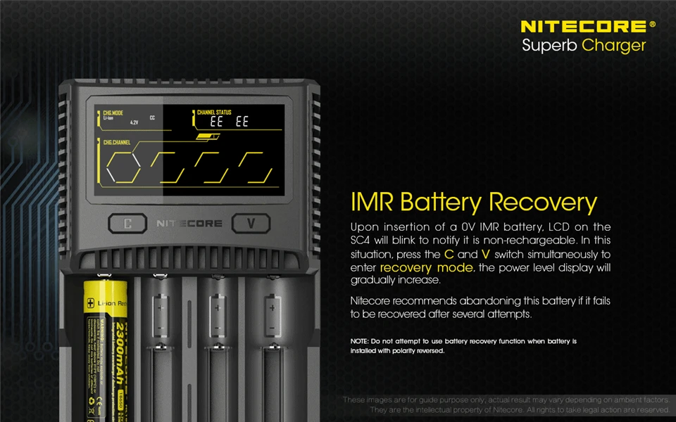 NITECORE SC4 превосходное автомобильное зарядное устройство для литий-ионных IMR LiFePO4 Ni-MH(NiCd) 18650 17650 17670 16340 14500 батареи Макс 3 А с одним слотом
