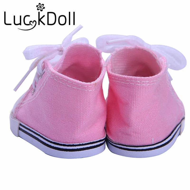 LUCKDOLL однотонная парусиновая обувь подходит для 18 дюймовых американских кукол 43