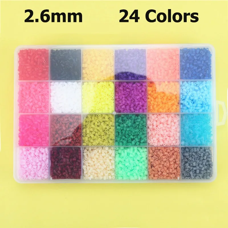 24 Colors EVA 2,6 мм бисер мини-Хама набор игрушек DIY 3D модель головоломки наборы творческие Обучающие шарики игрушки для детей подарок - Цвет: 24 Colors