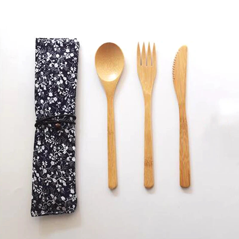 Набор бамбуковых ложек и вилок 3 шт. многоразовые бамбуковые столовые приборы