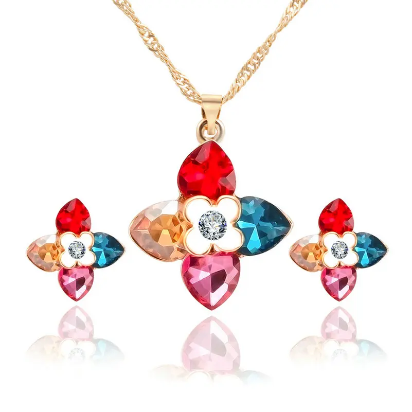 Комплект из колье и серёг с австрийским кристаллом|jewelry making tool set|set of jewelryjewelry sets for