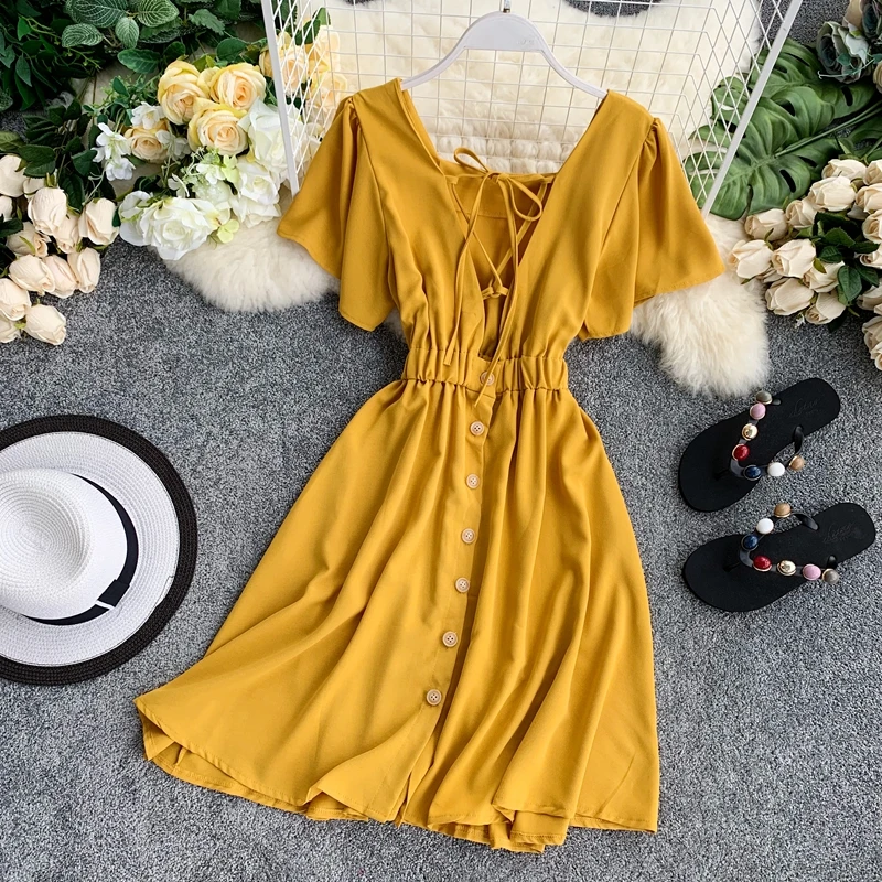 FMFSSOM женское сексуальное пляжное платье с открытой спиной 2019 новое летнее