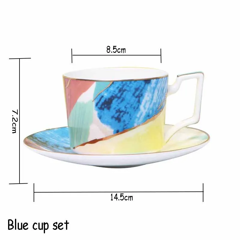 blue cup Комплектная посуда тарелка Кофе чашка и блюдце; Цвет: розовый, золотистый; пластина в стиле детского рисунка десерт акварель посуда набор плоский лоток/8/10 дюймовая - Цвет: blue cup