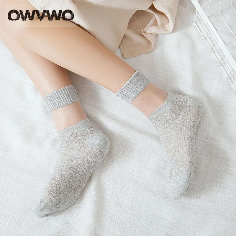 OWVWO 2018 новые стильные женские летние кружевные цветочные носки