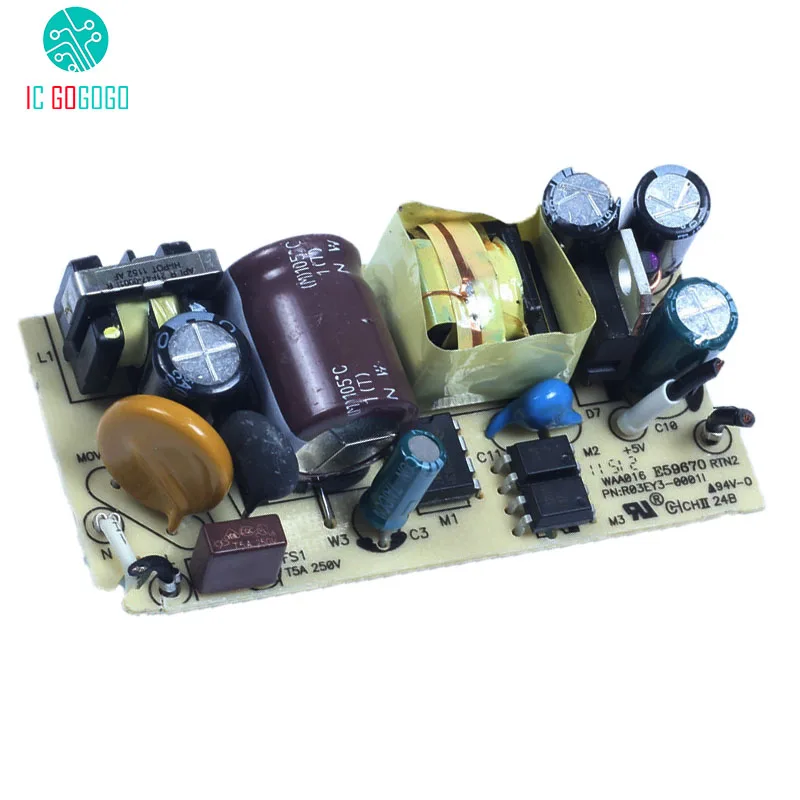 AC-DC, 5 В, 2 А, импульсный источник питания, модуль переключателя, голая монтажная плата, 5 В, 2000 мА, для замены/ремонта, 100-240 В до 5 В, 7,2*3,4*2,5 см