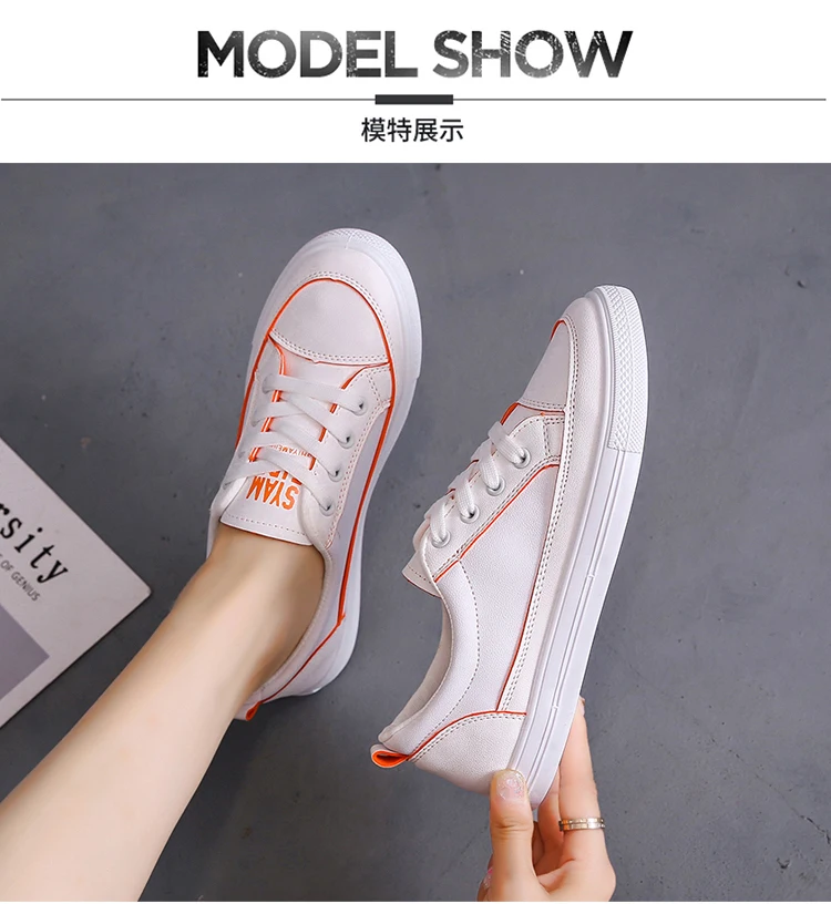 New Designer White Casual Sneakers Women Shoes PU Leather Canvas Sneakers Female Autumn Tenis chaussures femme Dropshipping