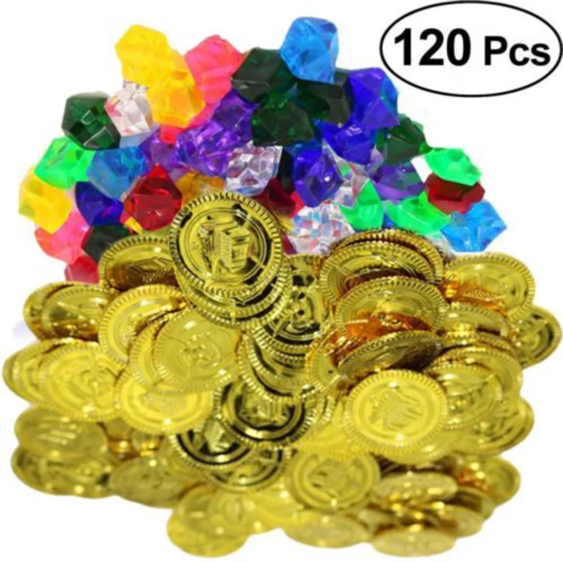 120 шт пиратские золотые монеты и драгоценные камни ювелирные изделия бриллианты