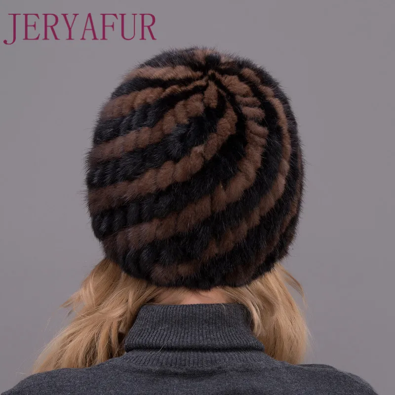 Женская шапка из меха норки JERYAFUR зимняя вязаная в форме ананаса лисы лыжный шлем |
