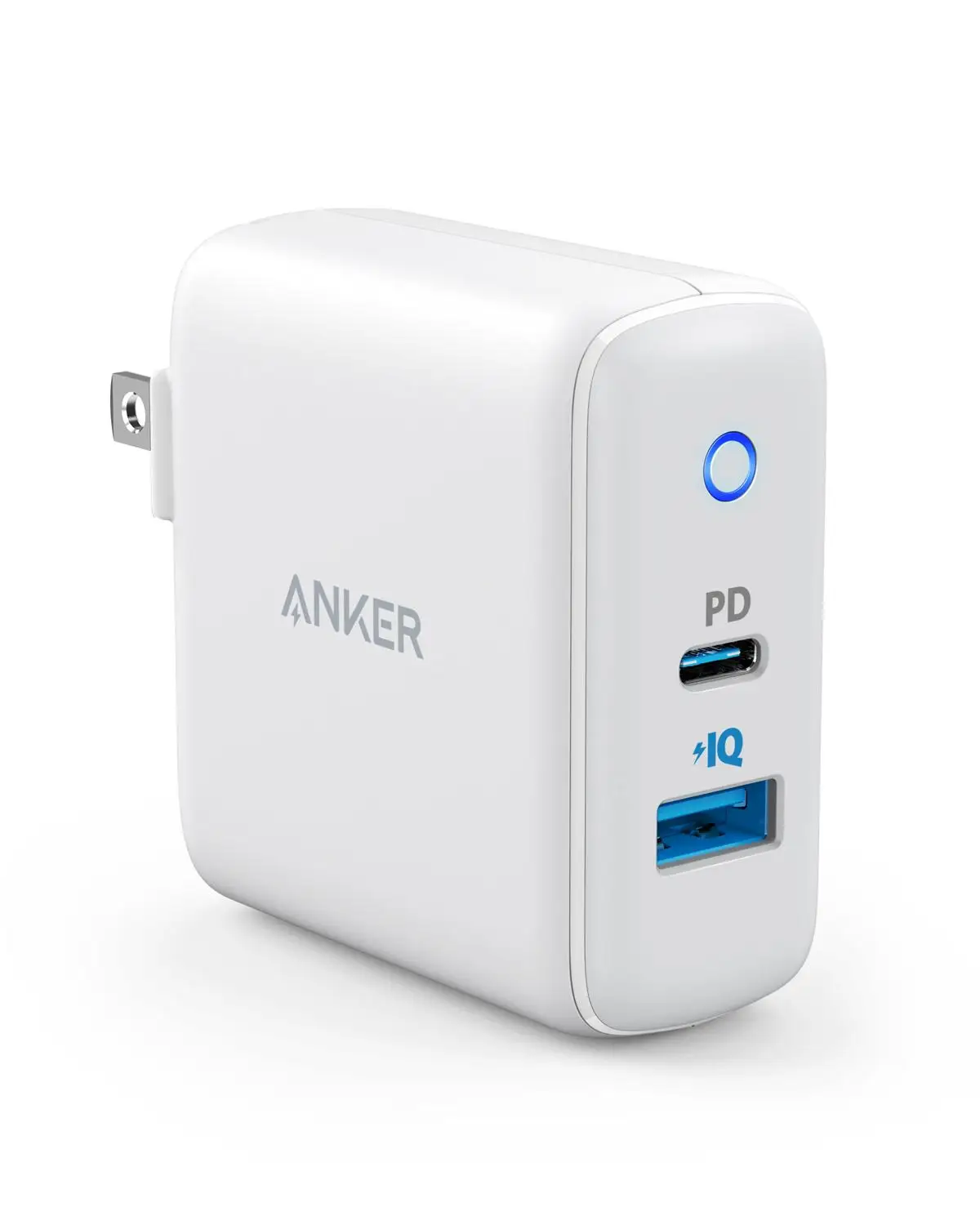 US Plug Anker 2-портовое настенное зарядное устройство USB C type C с мощностью 18 Вт и мощностью 12 Вт IQ, порт питания PD 2, светодиодный индикатор для iPhone, iPad и т. Д - Тип штекера: US Plug