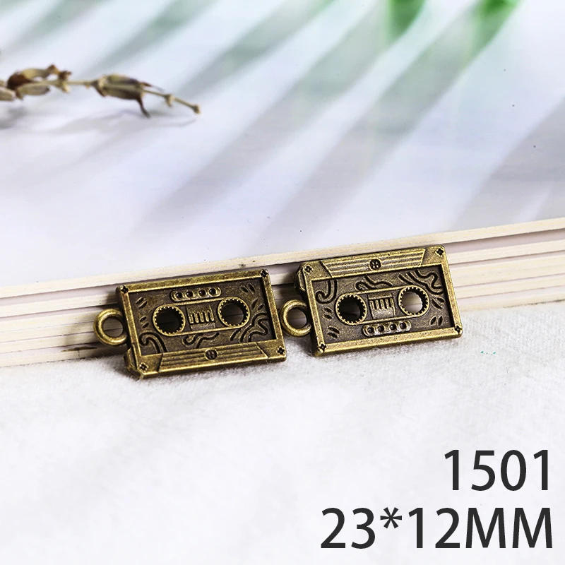 

23*12mm 8pcs Walkman Tape Alloy Pendant For Diy Jewelry Making 2 Colors Antique Silver Antique Bronze No.1501