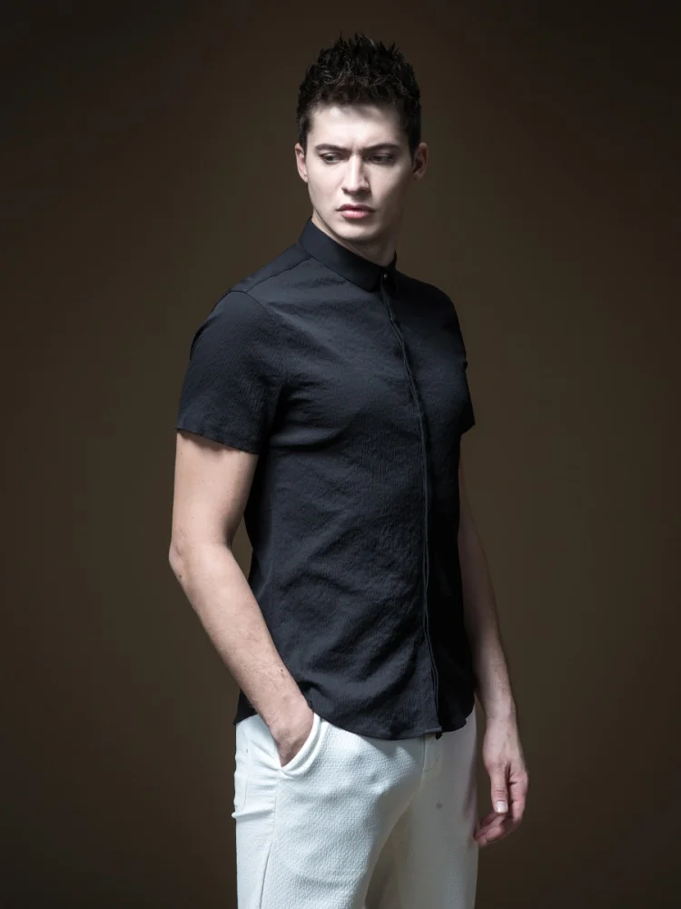 

Camisas Para Hombre Made The New Spring Hot Men's Pure Color Of Cultivate Morality Short Sleeve Shirts Men Jacket B191413212