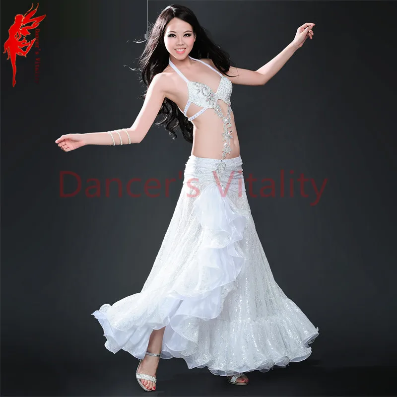 Lady belly dance performance suit stones bra+satin skirt+arms set for women clothes SML | Тематическая одежда и униформа