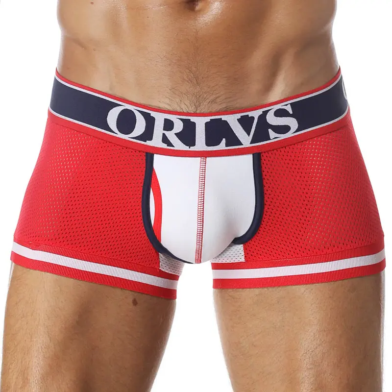 ORLVS 2018 Panties Mens Underwear Mesh Boxers Cotton Boxer Men Breathable Shorts Plus Size Sexy | Мужская одежда