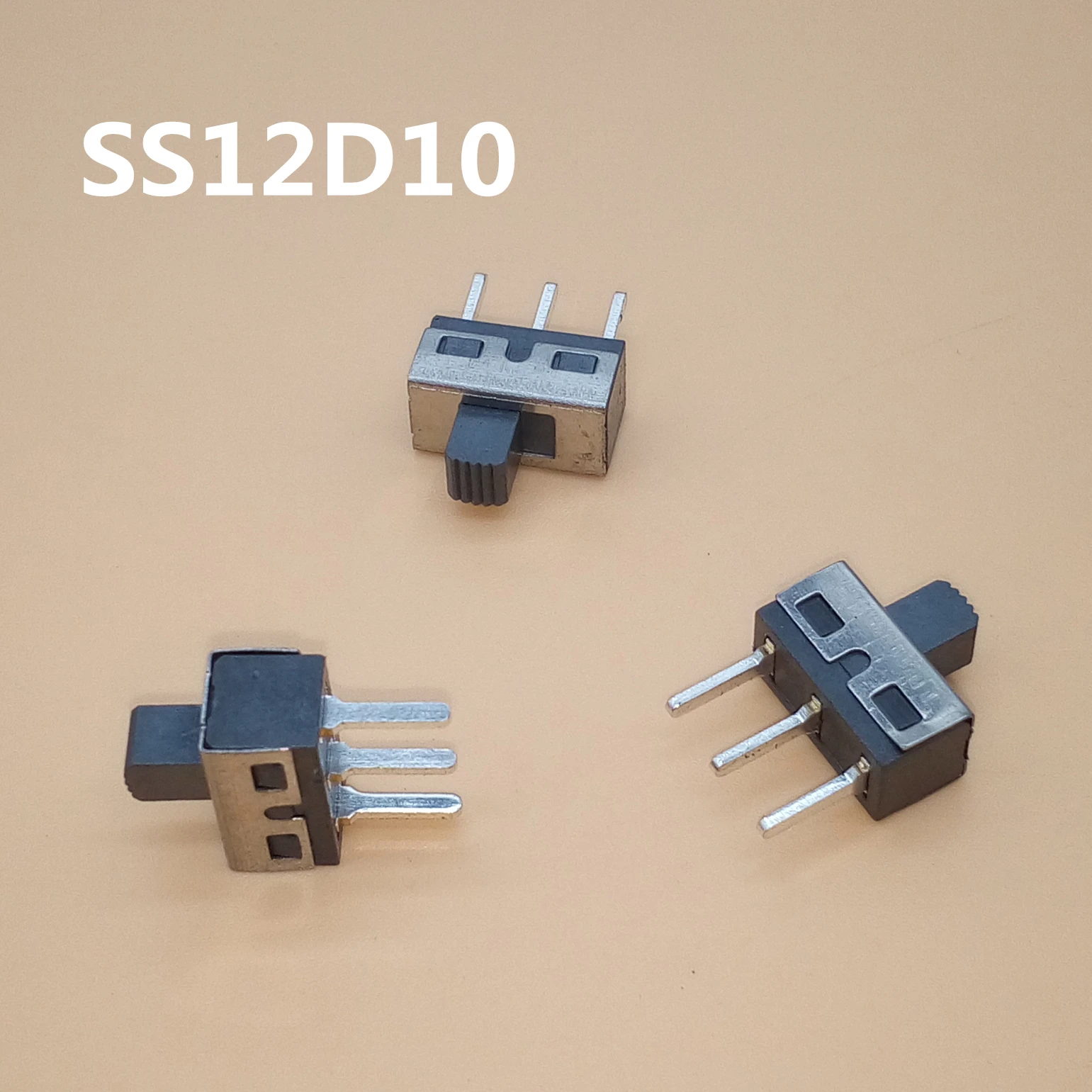 Переключатель тумблер SS12D10 10 шт. 3 контактные прямые ножки ручка 1P2T высота 5 мм