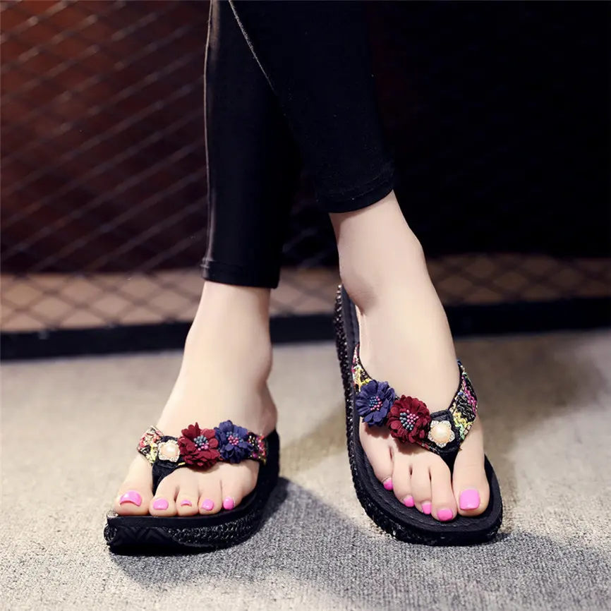 Женские шлепанцы Летние женские модные с цветами Лоферы Повседневные пляжные