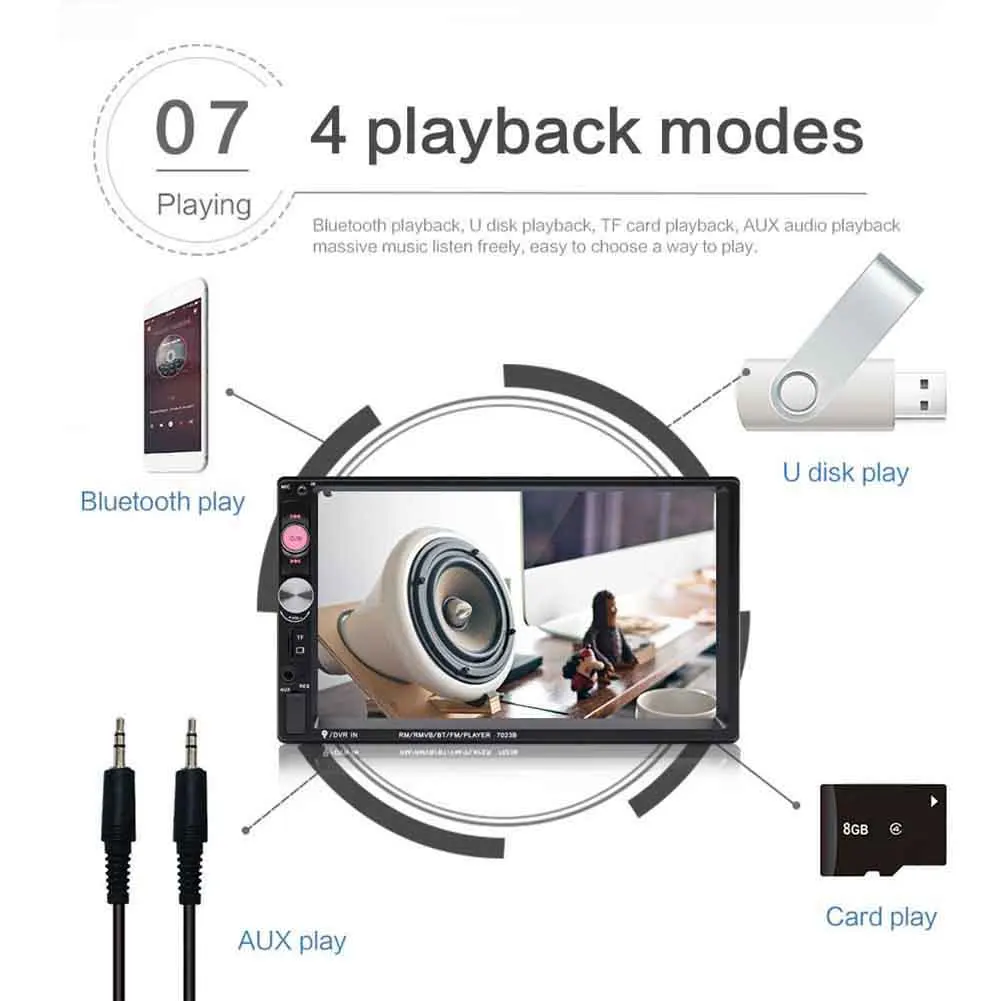 7 дюймов HD портативный двойной 2 стерео аудио Bluetooth Сенсорный MP5 плеер USB FM радио аксессуары для ресивера