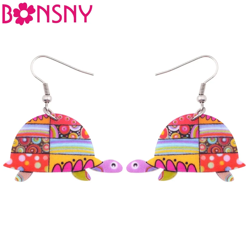 

Bonsny Acrylic Floral Sea Turtle Earrings Big Long Dangle Drop Novelty Anime Jewelry For Women Ladies Teens Cheap Accessories