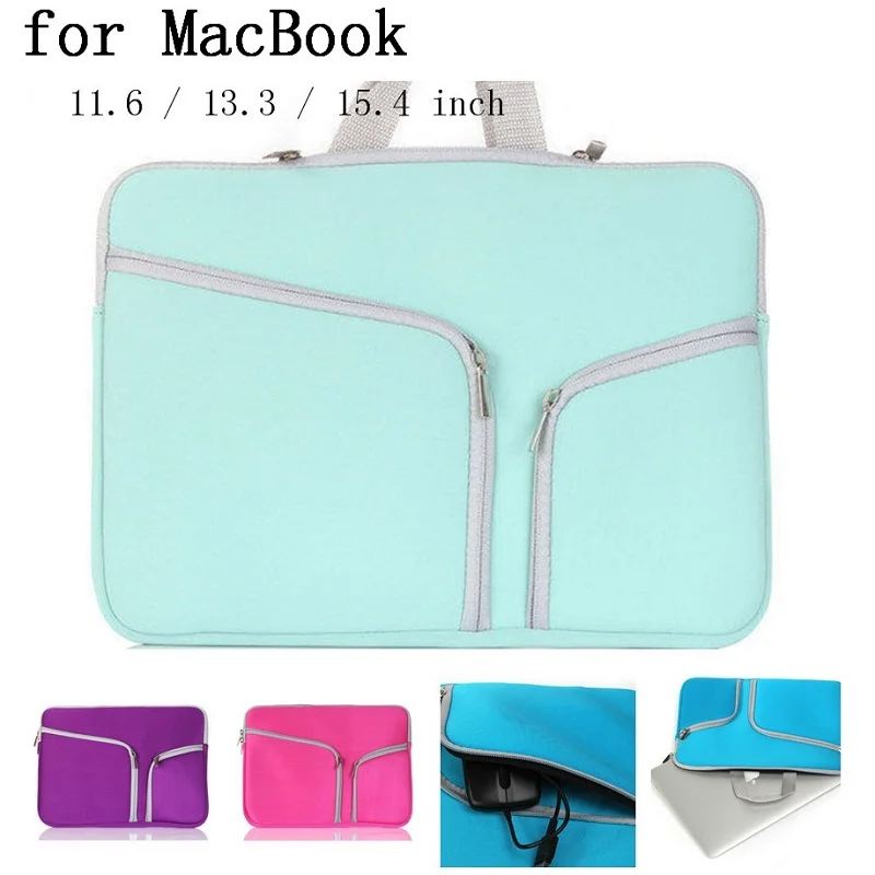 Новый двойной карман на молнии для ноутбука Macbook Air Pro retina 11 6 13 3 15 4 дюймов рукав Mac