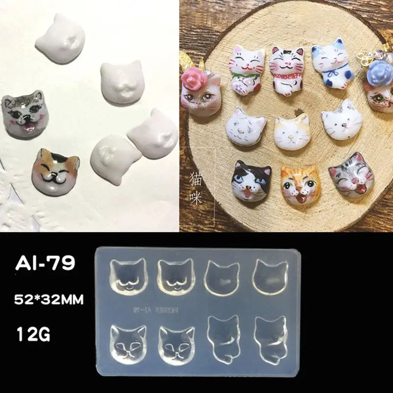 ANGELADY 1 шт. Симпатичные DIY Дизайн ногтей силиконовые формы 3D мультфильм кошка кролик крыло квадратный смолы плесень ювелирные изделия инструменты 5 стилей