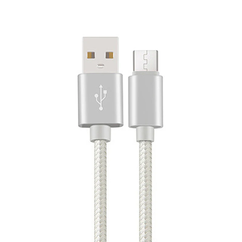 Серебристый Нейлоновый Кабель Micro-USB в оплетке 3.1A Быстрая зарядка данных зарядное устройство microusb шнур для samsung Xiaomi htc Android телефон кабели 1 м 2 м 3 м - Цвет: Серебристый