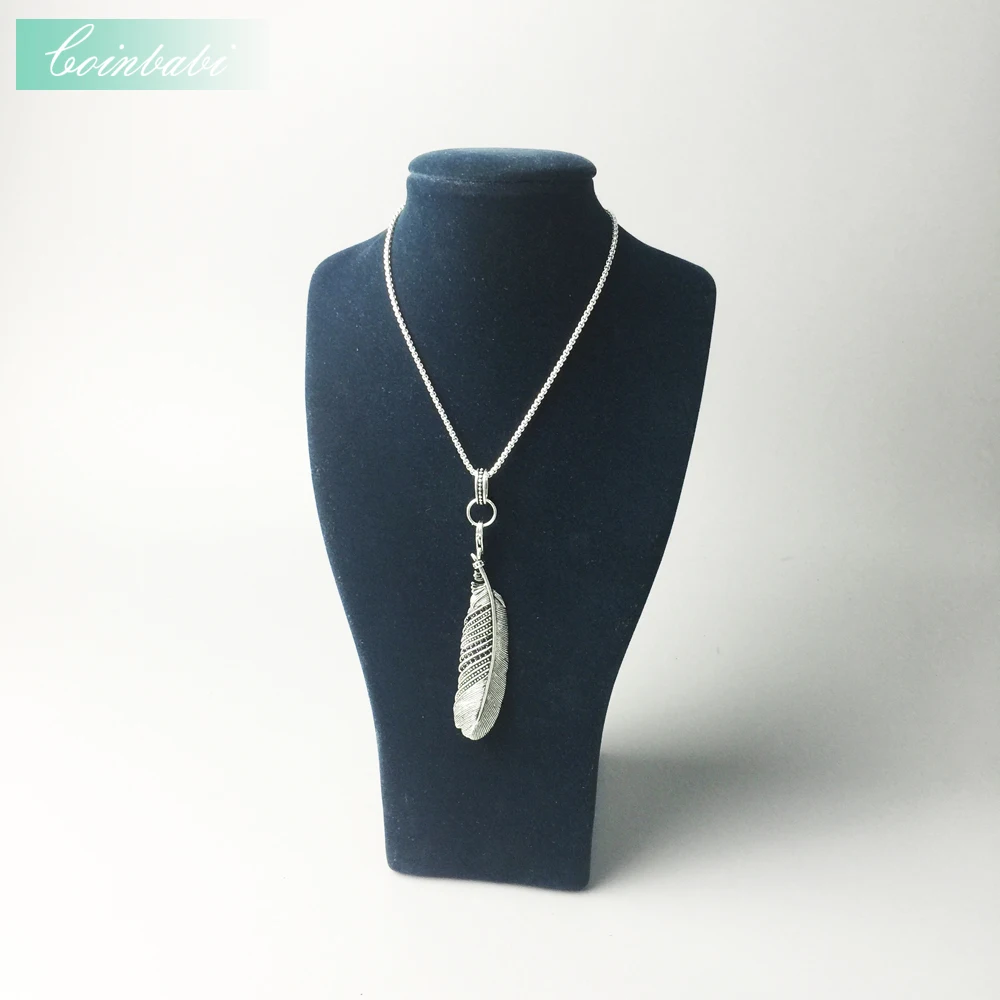 Ожерелье с перьями для женщин и мужчин в европейском стиле сердцем Rebel из серебра