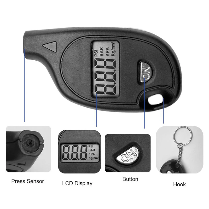Diagnostic-tool 2-150PSI Diagnostic Tool Digital LCD Display Keychain Tire Air Pressure Gauge Vehicle Motorcycle Car-detector | Автомобили