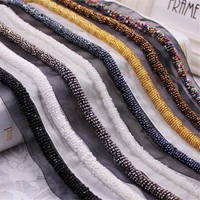 2yards 3 5cm width mesh beaded lace trims wrap rope beading ribbon lace fabric diy clothing sleeve wedding dress bag accessories