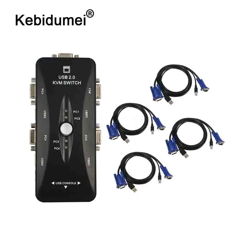 USB 2 0 KVM 4 Порты и разъёмы переключатель VGA SVGA Переключатель HDMI концентратор PLC