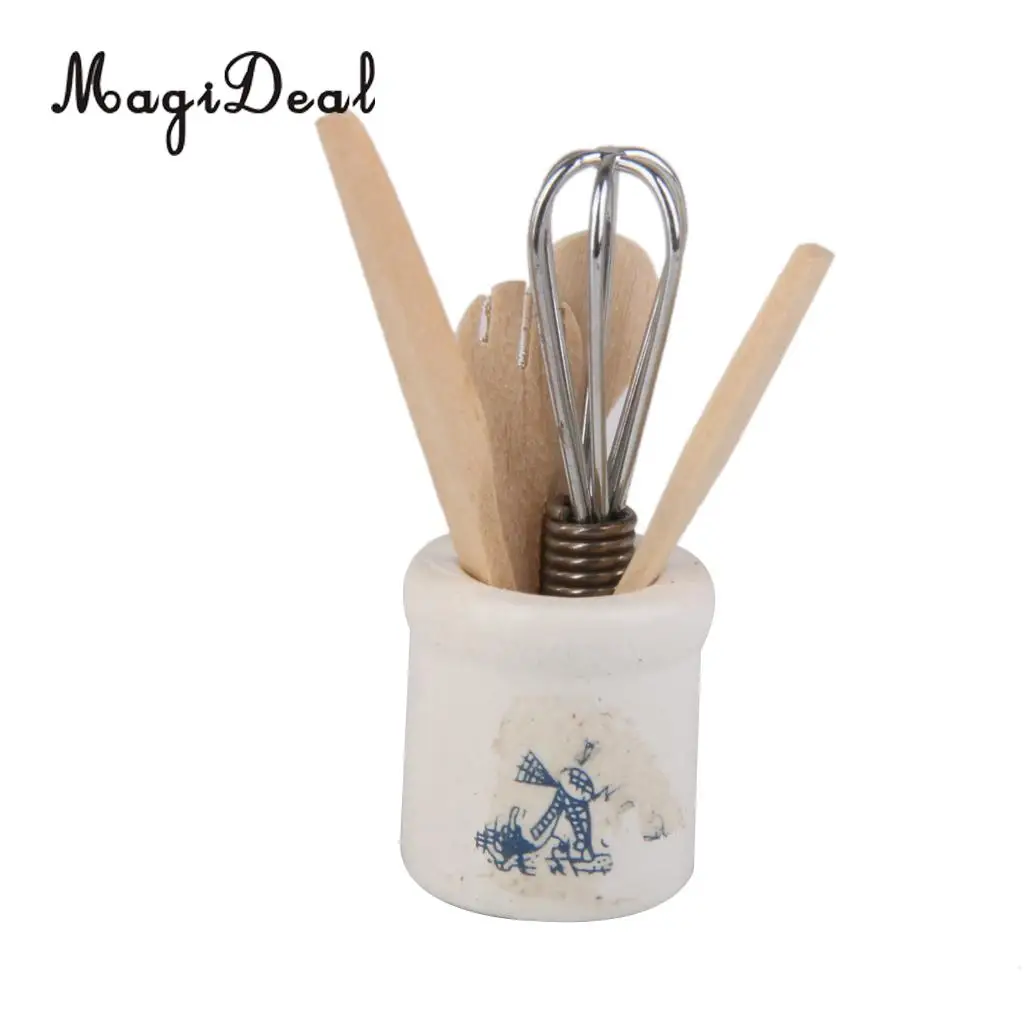 MagiDeal 1/12 кукольный домик миниатюрный деревянный набор посуды ложка для яиц