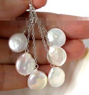 hot sell new - shitou 00732 Chic 13mm white FW coin pearl dangle earring 925silver hook | Украшения и аксессуары