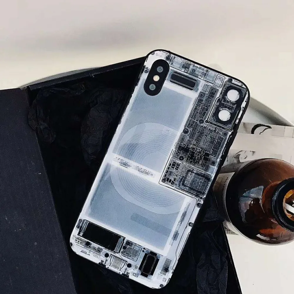 Teobald Реалистичного имитация панели телефона чехол для iPhone X черное стекло чехла 6 7
